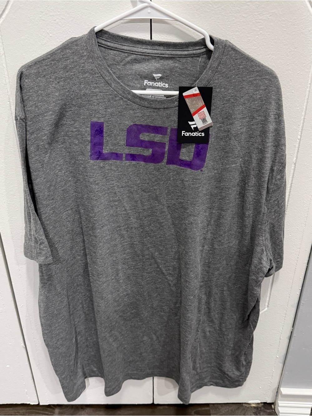 NWT Fanatics Grey and Purple LSU Short Sleeve Shirt